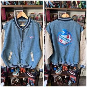 Vintage Buick Classic Denim Varsity Jacket Blue Beige Men’s L Rare